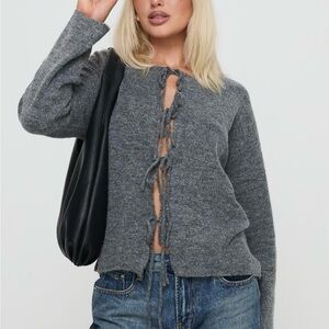 Princess Polly Charcoal Lace-Up Cardigan